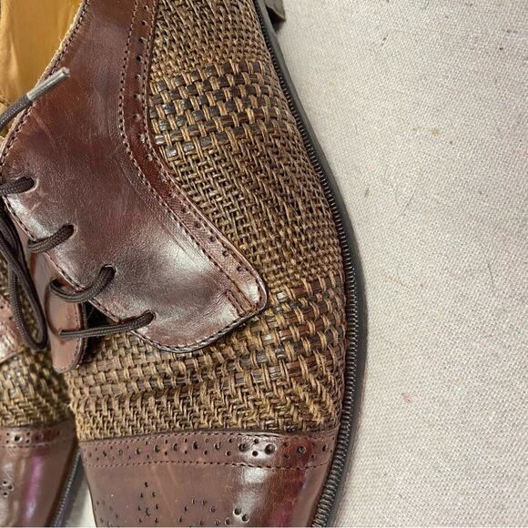 Johnston& Murphy Cellini Mixed Media Woven Leather Cap Toe Oxford Shoe Size 10 - Picture 12 of 14